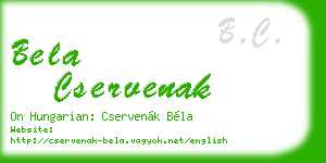 bela cservenak business card